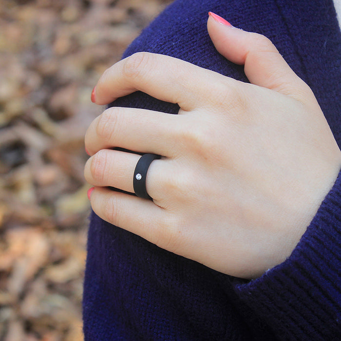 5.7MM Silicone Ring with Sparkling CZ Diamond – Lightweight, Flexible & Stylish Band for Everyday Comfort