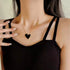 Black Mother of Pearl Heart Necklace, Stainless Steel, 18K Gold Plated, Dainty Minimalist Jewelry for Women