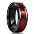 8mm Black Tungsten Carbide Wedding Band with Celtic Dragon Inlay – Red or Green Pattern – Unique Ring for Men, Comfort Fit
