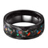 8mm Tungsten Carbide Ring with Galaxy Opal Meteorite Inlay – Hammered Finish Wedding Band for Men – Black or Silver Color