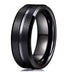 8mm Black Tungsten Carbide Wedding Band for Men – Center Groove Matte Finish Ring – Scratch Resistant Comfort Fit