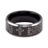 8mm Black Tungsten Carbide Ring with Engraved Cross & Lord's Prayer – Religious Wedding Band for Men & Women – Faith Jewelry