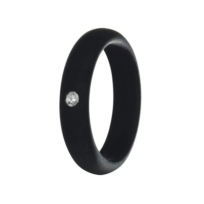5MM Silicone Ring with Sparkling CZ Diamond – Slim, Flexible & Stylish Alternative for Active Lifestyles