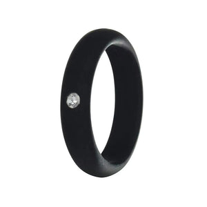 5MM Silicone Ring with Sparkling CZ Diamond – Slim, Flexible & Stylish Alternative for Active Lifestyles