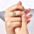 Heart Checkerboard Enamel Ring – Black & White Chess Pattern, 18K Gold Plated Stainless Steel Statement Jewelry