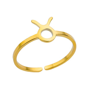 Adjustable Zodiac Ring for Women, 12 Constellations Aesthetic Stainless Steel Rings in Gold & Silver, Horoscope Jewelry
