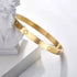 Clover Design CZ Bangle Bracelet, Stainless Steel with Cubic Zirconia, Gold, Silver & Rose Gold Colors Available