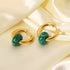Boho Opal Huggie Earrings in Gold Plated Stainless Steel – Black, Green & White Gemstone Minimalist Hoop Set