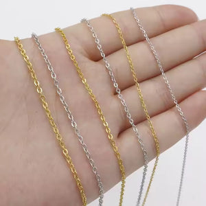 Stainless Steel 1.2mm Cable Chain Necklace in Gold & Silver, Durable Jewelry Chain for Men & Women