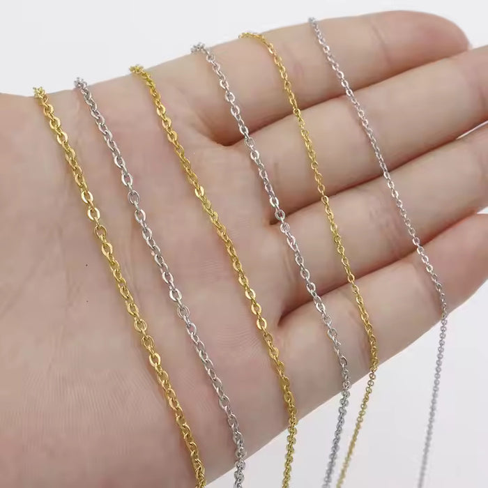 Stainless Steel 1.2mm Cable Chain Necklace in Gold & Silver, Durable Jewelry Chain for Men & Women
