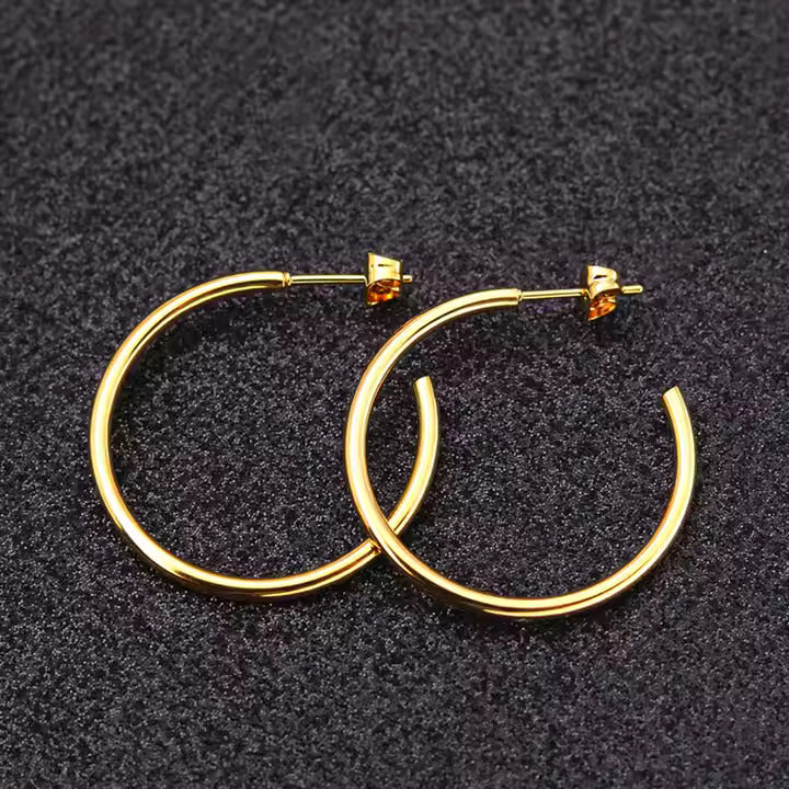 Stainless Steel Hoop Earrings for Men & Women, Gold & Silver Huggie Hoops, Hypoallergenic Everyday Jewelry