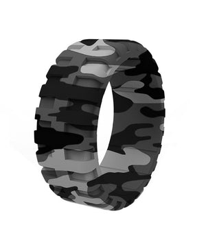 Men's Tire Pattern Silicone Wedding Ring – Durable Rubber Design, Comfortable Fit, Great for Active Lifestyle