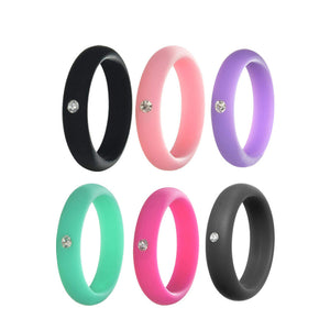 5MM Silicone Ring with Sparkling CZ Diamond – Slim, Flexible & Stylish Alternative for Active Lifestyles