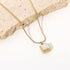 Gold Stainless Steel Necklace with Cushion Mother of Pearl Pendant, Twisted Chain, Elegant Minimalist Jewelry