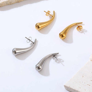 Minimalist Round Disc Drop Earrings, Long Hook Dangle Earrings, Stainless Steel in Gold and Silver Colors