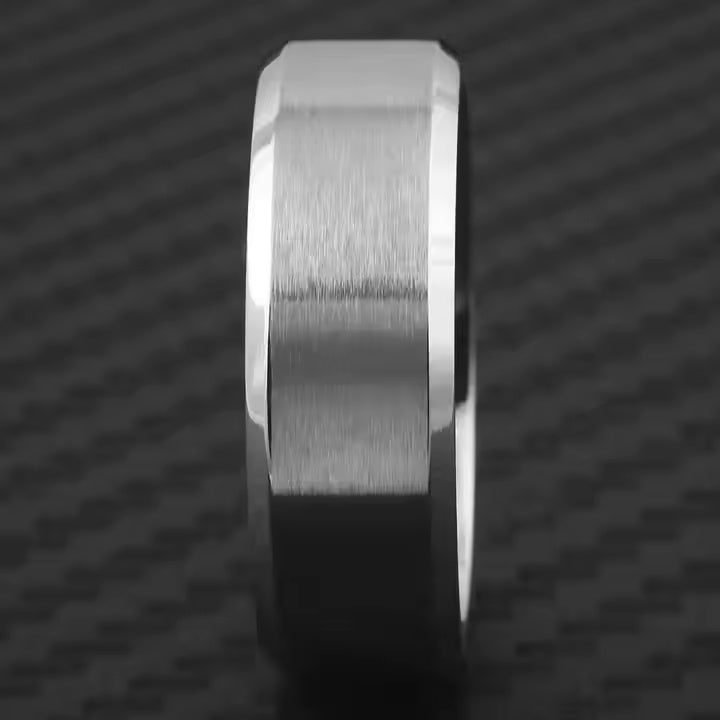 8mm White Tungsten Carbide Wedding Band Ring – Unisex Matte Finish Comfort Fit – Scratch Resistant & Durable