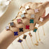 Gold Stainless Steel Clover Bracelet – Pink, White & Black Crystal Inlay – Dainty 4-Leaf Design for Layered Looks
