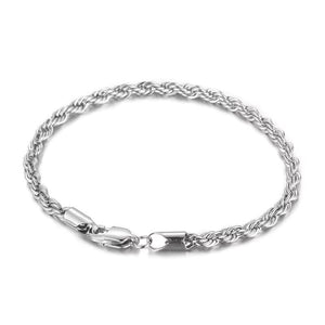 Men's Rope Chain Bracelet, Stainless Steel, Braided Design, Gold & Silver Color, Bold Everyday Jewelry
