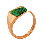 Adjustable Malachite Ring – Stainless Steel Statement Jewelry in Gold, Rose Gold, or Silver with Green Stone Accent
