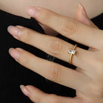 Emerald Cut Solitaire CZ Engagement Ring for Women, Gold Plated Stainless Steel, Dainty Rectangle Design
