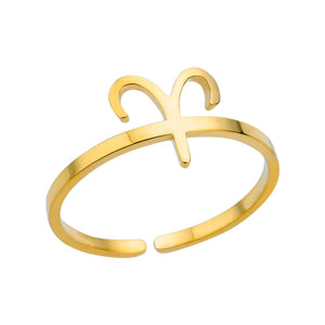 Adjustable Zodiac Ring for Women, 12 Constellations Aesthetic Stainless Steel Rings in Gold & Silver, Horoscope Jewelry