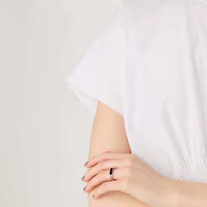 Gold Plated Oval Statement Ring – Stainless Steel Classic Band with Mother of Pearl or Black Onyx Inlay