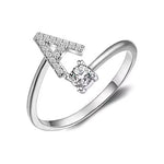 Adjustable Initial Letter Ring for Women, Stainless Steel A-Z Gold & Silver Rings with CZ, Personalized Gift Idea