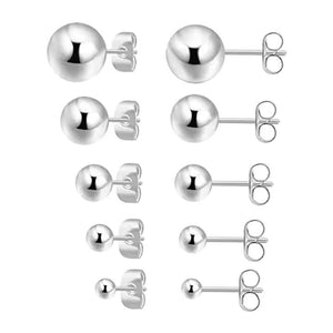 Classic Ball Stud Earrings for Men & Women, Stainless Steel, Gold & Silver, Hypoallergenic Polished Round Jewelry