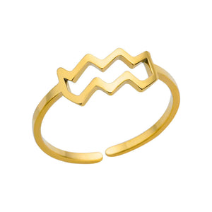 Adjustable Zodiac Ring for Women, 12 Constellations Aesthetic Stainless Steel Rings in Gold & Silver, Horoscope Jewelry
