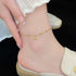 Gold Plated Stainless Steel Tiny Heart Beaded Anklet – Delicate Summer Charm Chain for Casual & Beach Style