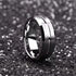 8mm Silver Tungsten Carbide Wedding Band for Men – Center Groove Matte Finish Comfort Fit Ring – Durable Design