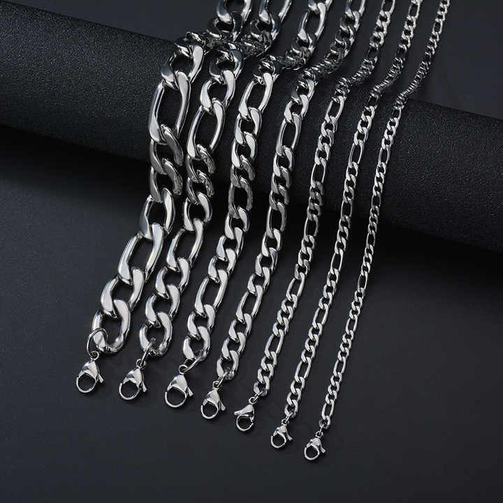 Classic Figaro Chain Necklace – Silver Plated Cuban Link for Men & Women, Everyday Minimalist Jewelry