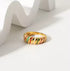 Colorful Enamel Croissant Dome Ring – 18K Gold Plated Stainless Steel, Bold Chunky Band, Modern Statement Jewelry