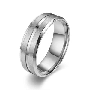8mm Silver Tungsten Carbide Wedding Band for Men – Center Groove Matte Finish Comfort Fit Ring – Durable Design