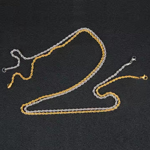 Classic Silver Rope Chain Necklace – Stainless Steel, Various Sizes & Widths