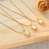 Gold Stainless Steel Necklace with Cushion Mother of Pearl Pendant, Twisted Chain, Elegant Minimalist Jewelry