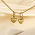 Gold Plated Stainless Steel Heart CZ Dangle Huggie Earrings for Women, Romantic Hoop Design with Sparkling Accent