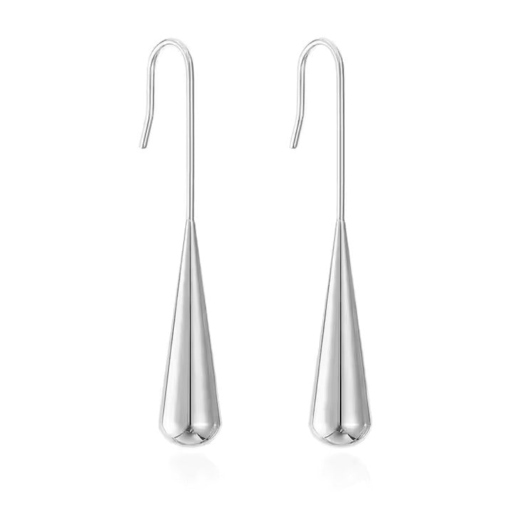 Minimalist Long Water Drop Dangle Earrings for Women, Stainless Steel Hook Earrings in Gold and Silver Tones