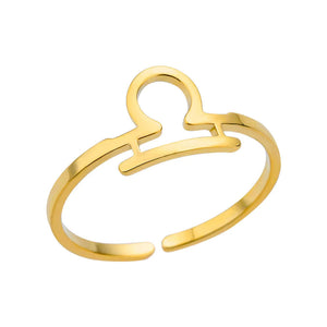 Adjustable Zodiac Ring for Women, 12 Constellations Aesthetic Stainless Steel Rings in Gold & Silver, Horoscope Jewelry