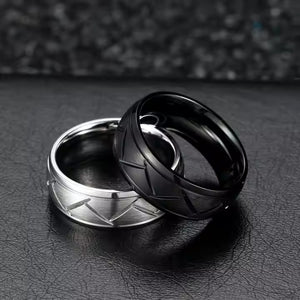 8mm Tungsten Carbide Wedding Band Ring – Domed Grooved Brushed Design – Comfort Fit for Men in Silver or Black