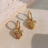 Gold Plated Stainless Steel Heart CZ Dangle Huggie Earrings for Women, Romantic Hoop Design with Sparkling Accent