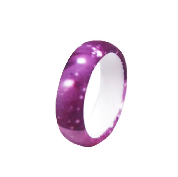 Trendy Colorful Silicone Ring for Women – Soft, Lightweight, and Unique Galaxy-Inspired Print Pattern