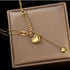 Gold Plated Stainless Steel Double Layer Lariat Necklace with Star, Heart & Symbol Charms – Minimalist Fashion Statement Jewelry