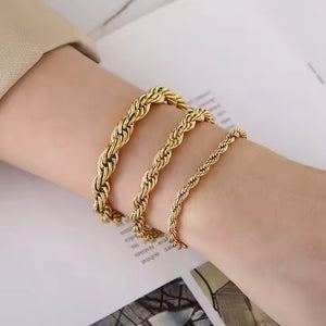 Men's Rope Chain Bracelet, Stainless Steel, Braided Design, Gold & Silver Color, Bold Everyday Jewelry