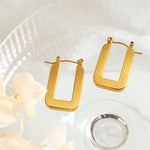 Geometric U-Shape Rectangle Earrings – 18K Gold Plated or Silver Stainless Steel Minimalist Drop Studs