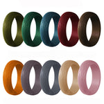 Bark Pattern Silicone Ring for Women – Textured, Lightweight Rubber Band with Nature-Inspired Woodgrain Design
