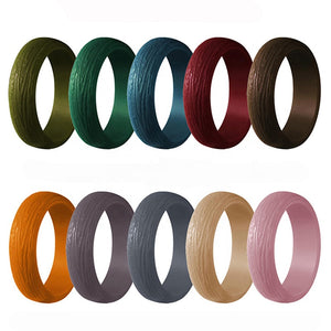 Bark Pattern Silicone Ring for Women – Textured, Lightweight Rubber Band with Nature-Inspired Woodgrain Design