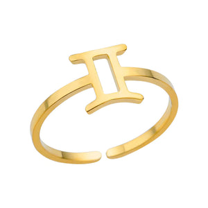 Adjustable Zodiac Ring for Women, 12 Constellations Aesthetic Stainless Steel Rings in Gold & Silver, Horoscope Jewelry