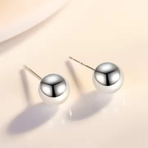 Classic Ball Stud Earrings for Men & Women, Stainless Steel, Gold & Silver, Hypoallergenic Polished Round Jewelry