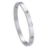 Heart Engraved CZ Bangle Bracelet, Stainless Steel with Sparkling Cubic Zirconia in Gold, Silver, Rose Gold